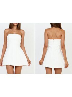 Showpo Catharine Strapless A Line Mini Dress White Size US 6 NWT